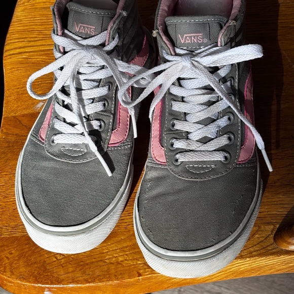 Girls Vans High Top shoes sneakers sz 1 Barbie core Pink Grey - Picture 3 of 7